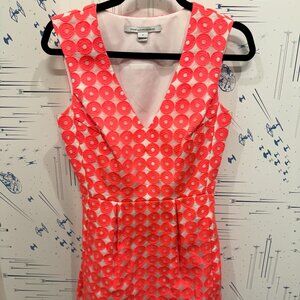 Diane von Furstenberg Hot Pink Sleeveless Dot Dress (Size 0)